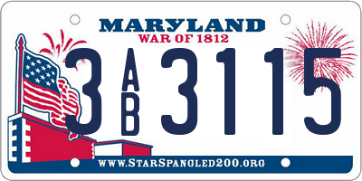 MD license plate 3AB3115