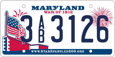 MD license plate 3AB3126