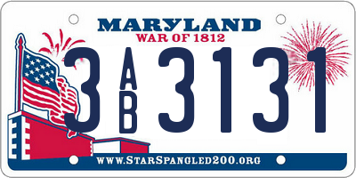 MD license plate 3AB3131