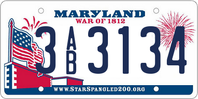 MD license plate 3AB3134