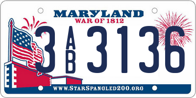 MD license plate 3AB3136