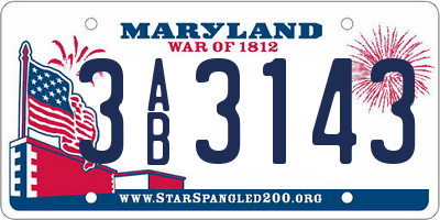 MD license plate 3AB3143