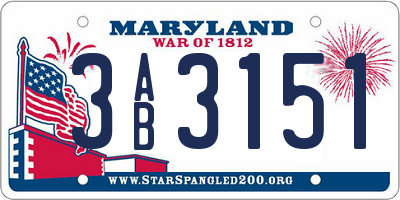 MD license plate 3AB3151