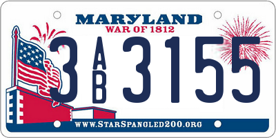MD license plate 3AB3155