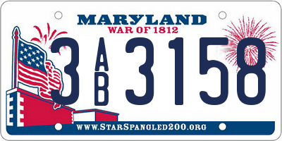 MD license plate 3AB3158