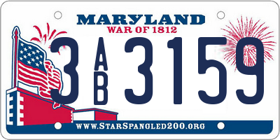 MD license plate 3AB3159