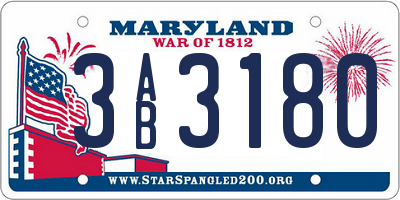 MD license plate 3AB3180