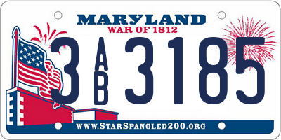 MD license plate 3AB3185