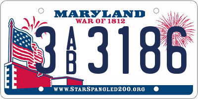 MD license plate 3AB3186