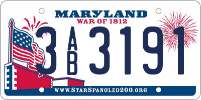 MD license plate 3AB3191