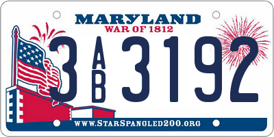 MD license plate 3AB3192
