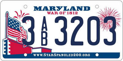 MD license plate 3AB3203