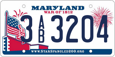 MD license plate 3AB3204