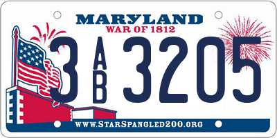 MD license plate 3AB3205