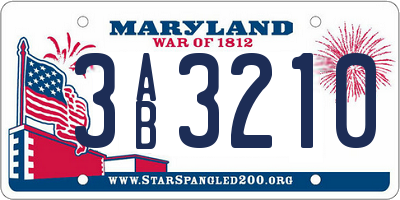 MD license plate 3AB3210