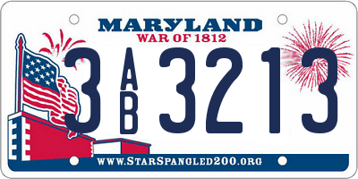 MD license plate 3AB3213