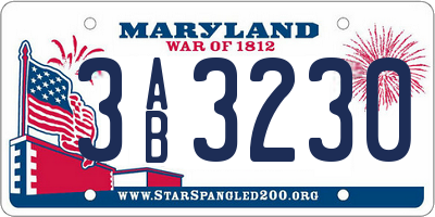 MD license plate 3AB3230