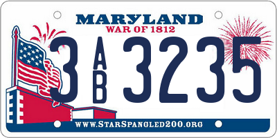 MD license plate 3AB3235