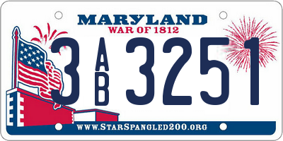 MD license plate 3AB3251