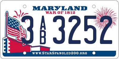 MD license plate 3AB3252