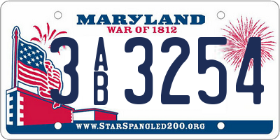 MD license plate 3AB3254