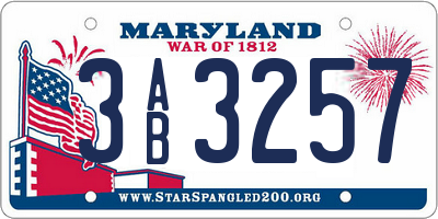 MD license plate 3AB3257