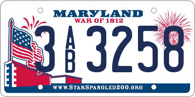 MD license plate 3AB3258