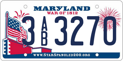 MD license plate 3AB3270