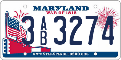 MD license plate 3AB3274
