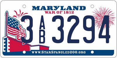 MD license plate 3AB3294