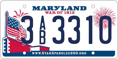 MD license plate 3AB3310