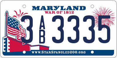MD license plate 3AB3335