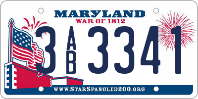 MD license plate 3AB3341