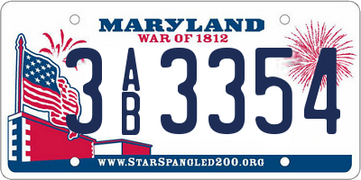 MD license plate 3AB3354