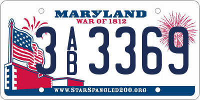 MD license plate 3AB3369