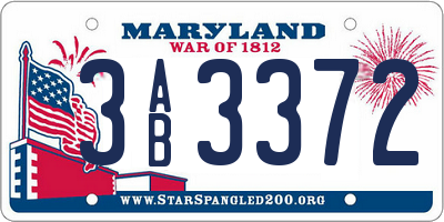 MD license plate 3AB3372
