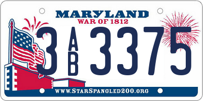 MD license plate 3AB3375