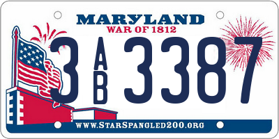 MD license plate 3AB3387