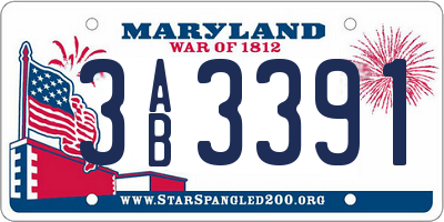 MD license plate 3AB3391