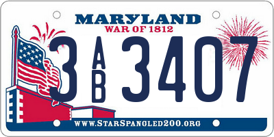 MD license plate 3AB3407