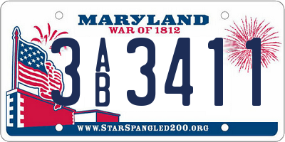 MD license plate 3AB3411