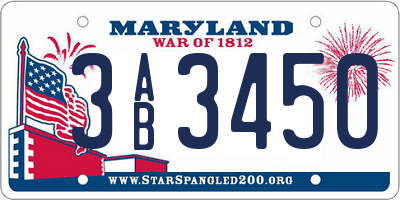 MD license plate 3AB3450