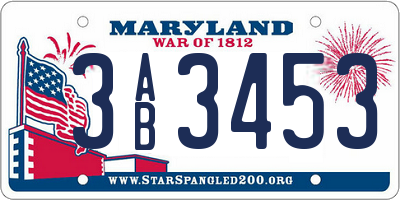 MD license plate 3AB3453