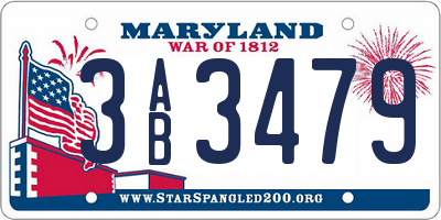 MD license plate 3AB3479