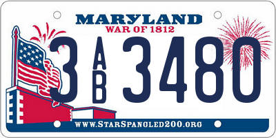 MD license plate 3AB3480