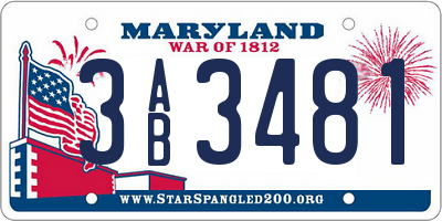 MD license plate 3AB3481