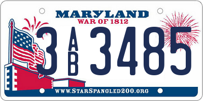 MD license plate 3AB3485