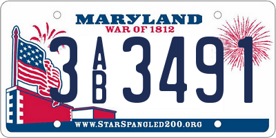 MD license plate 3AB3491