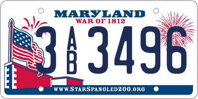 MD license plate 3AB3496