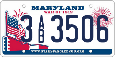 MD license plate 3AB3506
